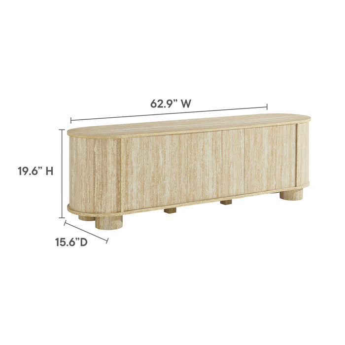 Overture 63� Oval Faux Travertine TV Stand by Modway