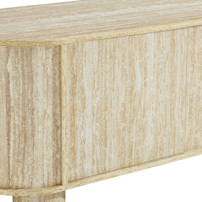 Overture 63� Oval Faux Travertine TV Stand by Modway