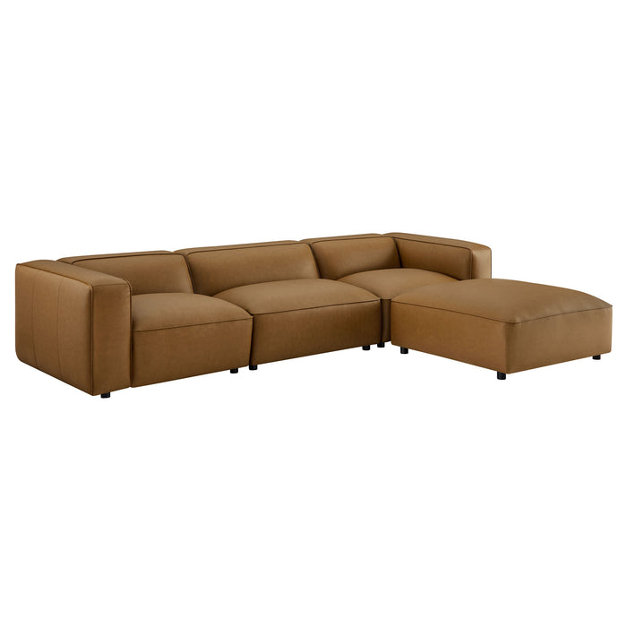 Auren 3-Piece Upholstered Vegan Leather Modular Loveseat with Ottoman by Modway