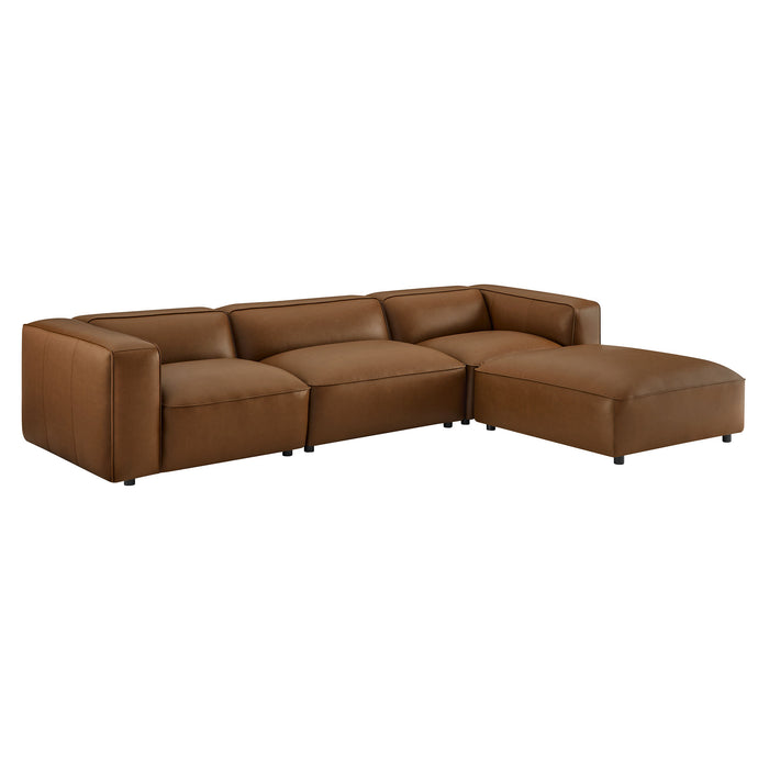 Auren 3-Piece Upholstered Vegan Leather Modular Loveseat with Ottoman by Modway