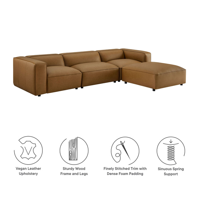 Auren 3-Piece Upholstered Vegan Leather Modular Loveseat with Ottoman by Modway