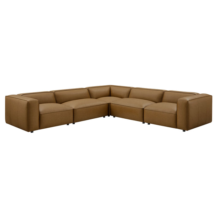 Auren 5-Piece Upholstered Vegan Leather Modular U-Shaped Sofa by Modway
