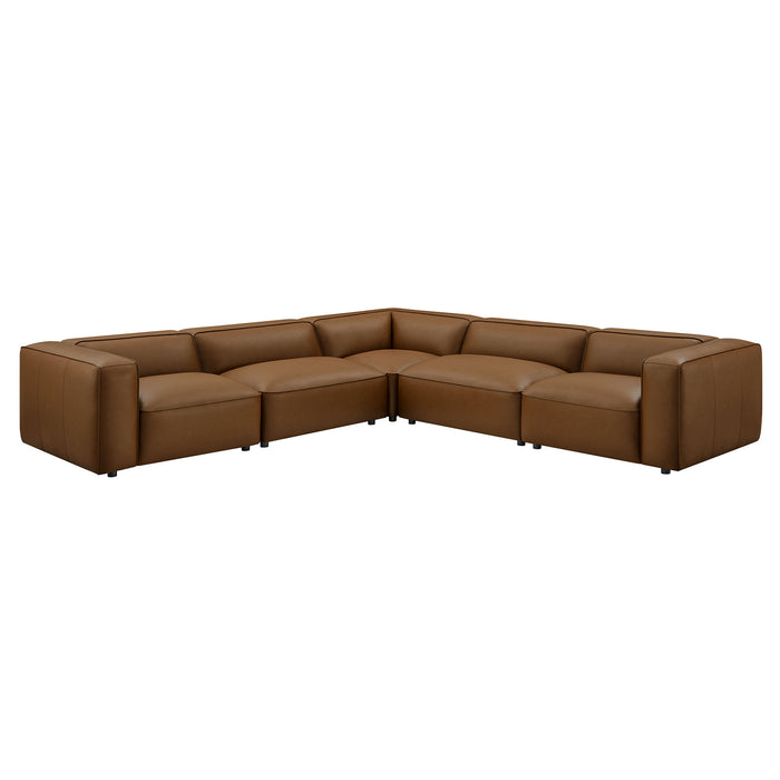 Auren 5-Piece Upholstered Vegan Leather Modular U-Shaped Sofa by Modway