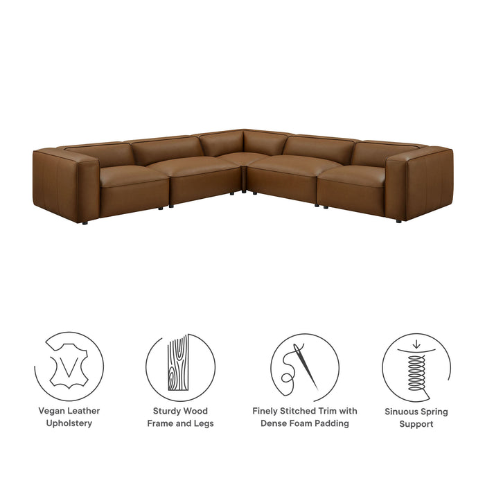 Auren 5-Piece Upholstered Vegan Leather Modular U-Shaped Sofa by Modway
