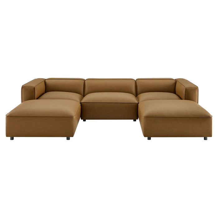 Auren 5-Piece Upholstered Armless L-Shaped Vegan Leather Modular Sofa by Modway