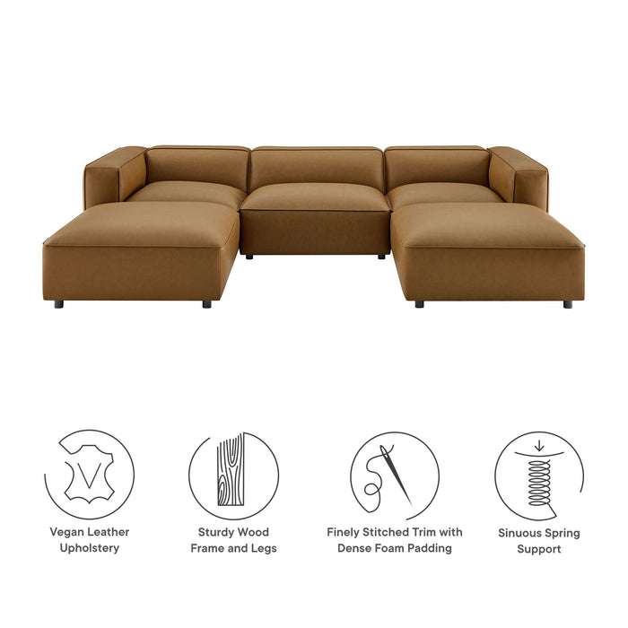 Auren 5-Piece Upholstered Armless L-Shaped Vegan Leather Modular Sofa by Modway