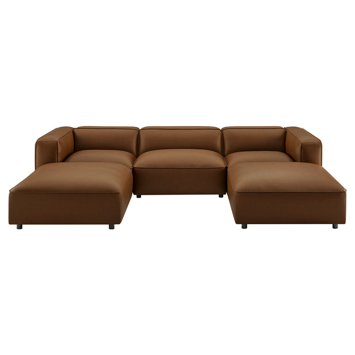 Auren 5-Piece Upholstered Armless L-Shaped Vegan Leather Modular Sofa by Modway