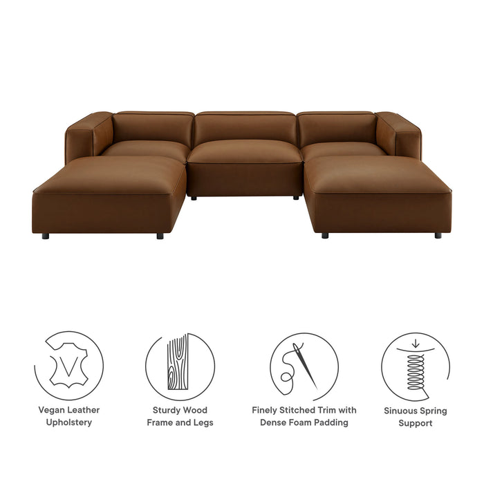 Auren 5-Piece Upholstered Armless L-Shaped Vegan Leather Modular Sofa by Modway