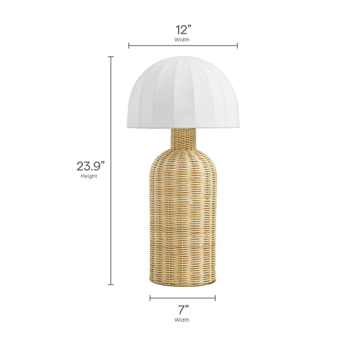Santo Rattan Table Lamp With Dome Shade by Modway