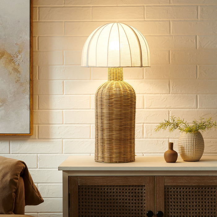Santo Rattan Table Lamp With Dome Shade by Modway