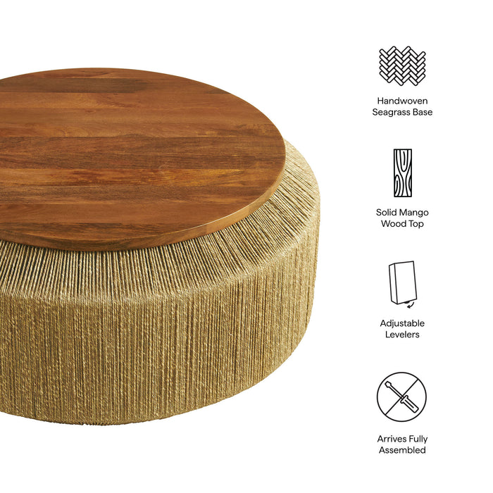 Maris Seagrass and Wood Coffee Table by Modway