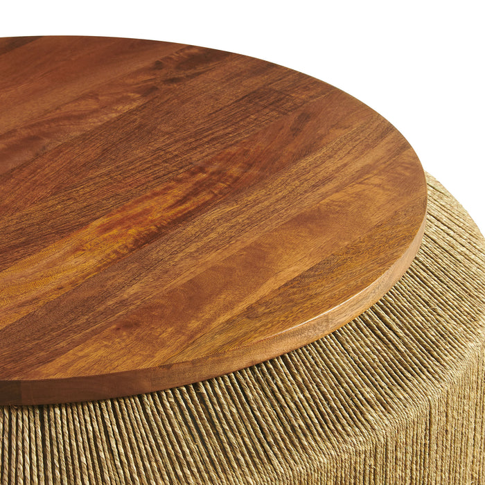 Maris Seagrass and Wood Coffee Table by Modway