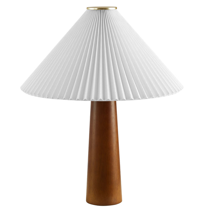 Jessica Wooden Base Table Lamp With Pleated Fabric Shade by Modway