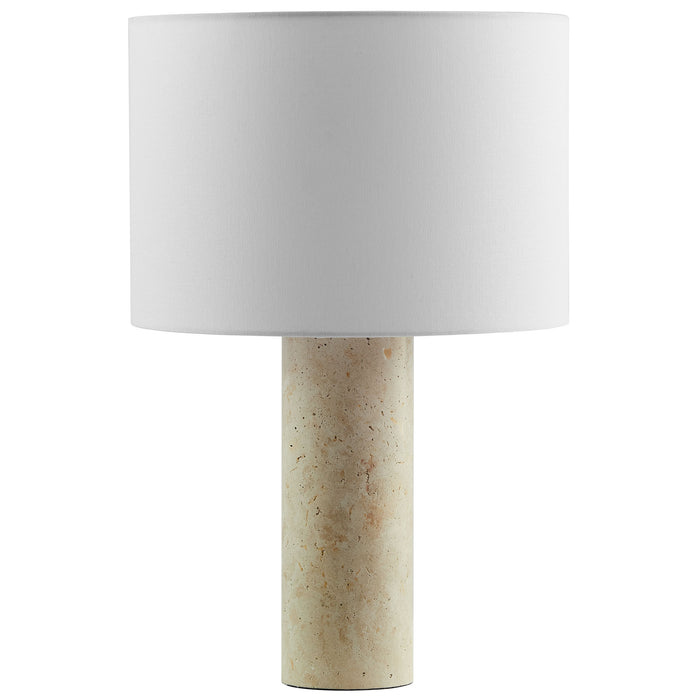 Zenith Travertine Table Lamp With Fabric Drum Shade by Modway