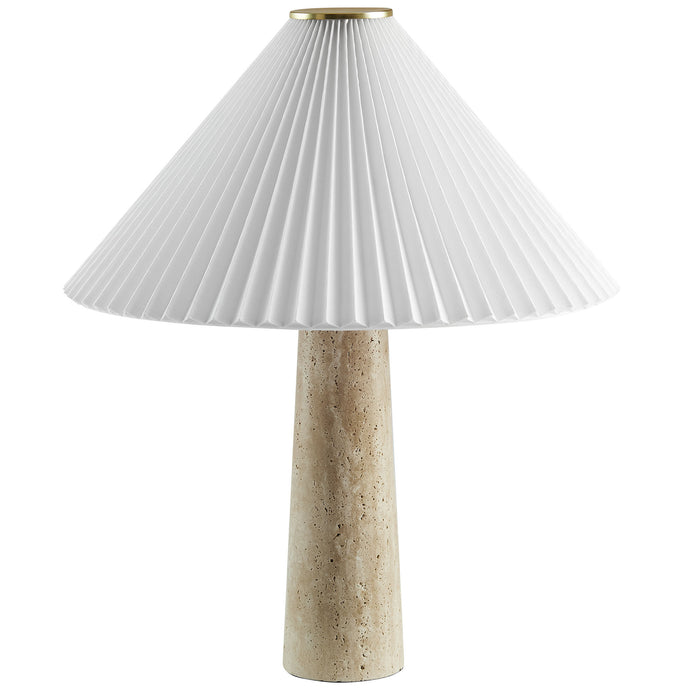 Cove Travertine Table Lamp With Pleated Shade by Modway