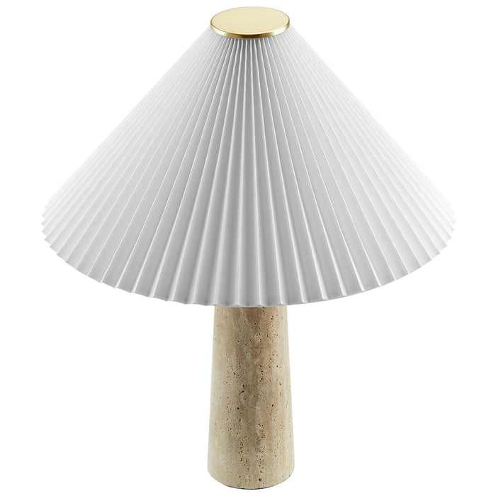 Cove Travertine Table Lamp With Pleated Shade by Modway