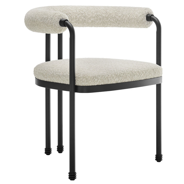 Turin Curved Back Boucle and Metal Dining Accent Chair by Modway