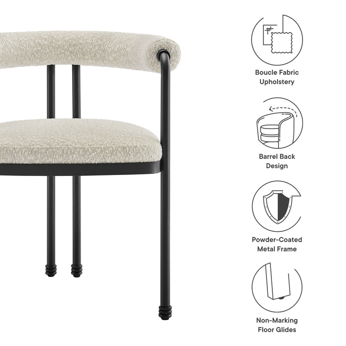 Turin Curved Back Boucle and Metal Dining Accent Chair by Modway