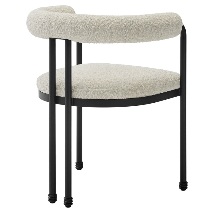 Turin Curved Back Boucle and Metal Dining Accent Chair by Modway
