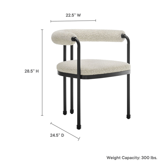 Turin Curved Back Boucle and Metal Dining Accent Chair by Modway
