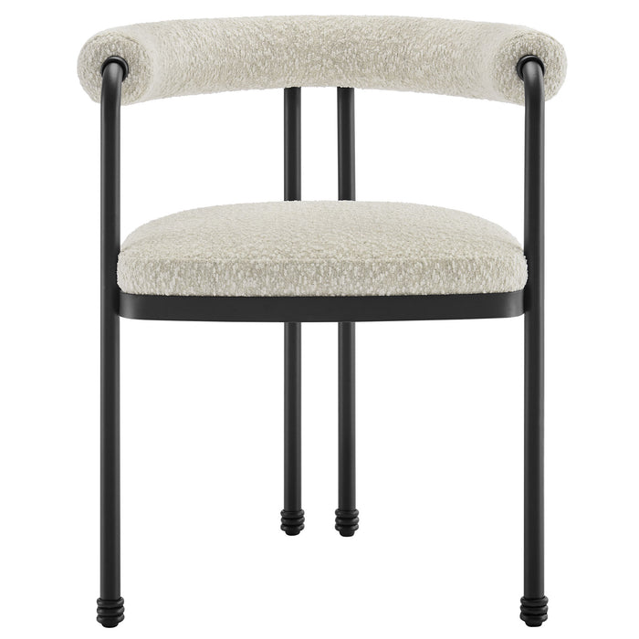 Turin Curved Back Boucle and Metal Dining Accent Chair by Modway