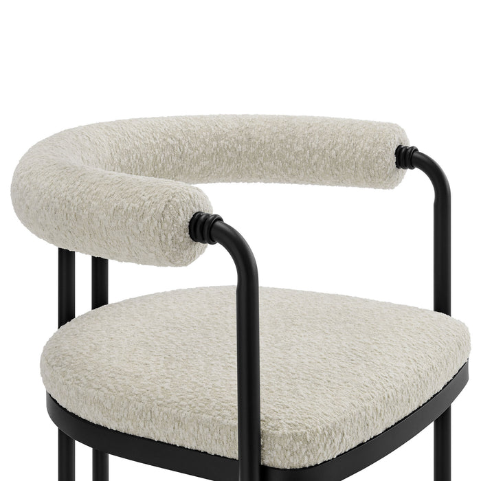 Turin Curved Back Boucle and Metal Dining Accent Chair by Modway