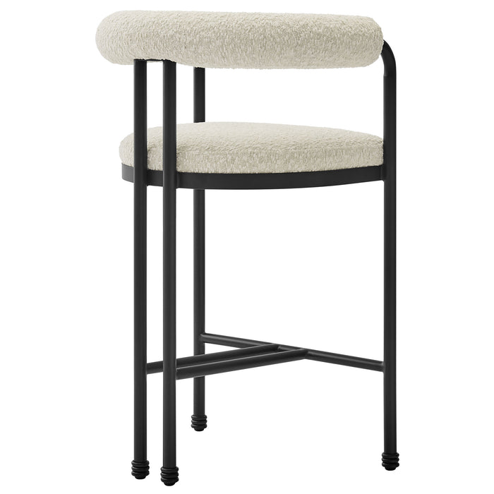 Turin Curved Back Boucle and Metal Counter Stool by Modway