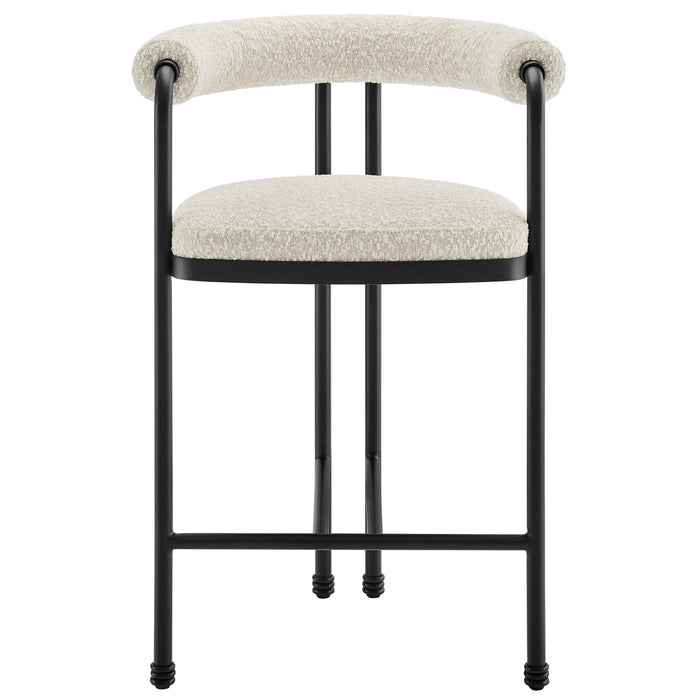 Turin Curved Back Boucle and Metal Counter Stool by Modway