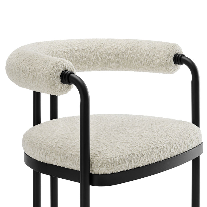 Turin Curved Back Boucle and Metal Counter Stool by Modway