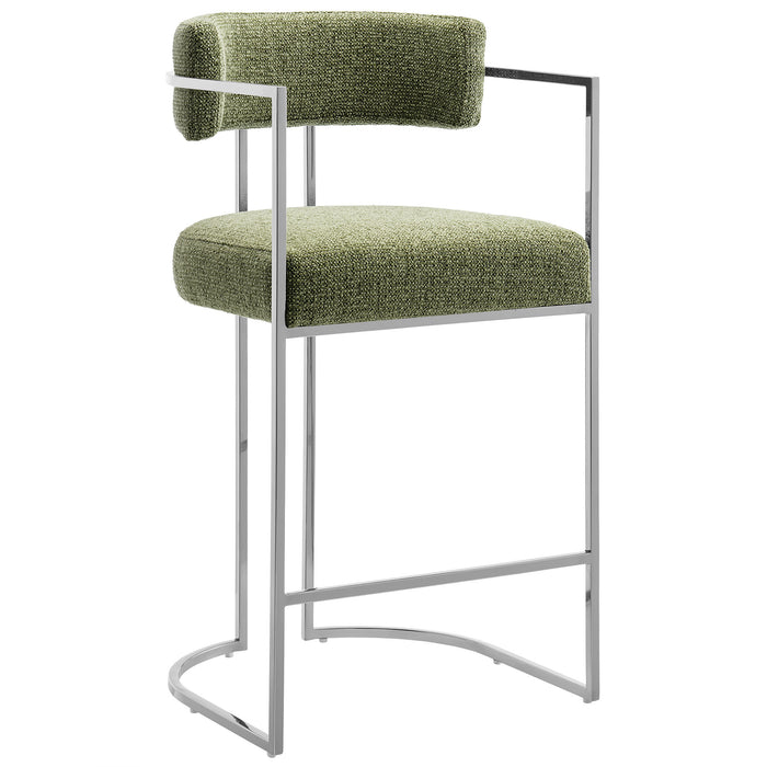 Huron Curved Back Fabric and Metal Counter Stool by Modway