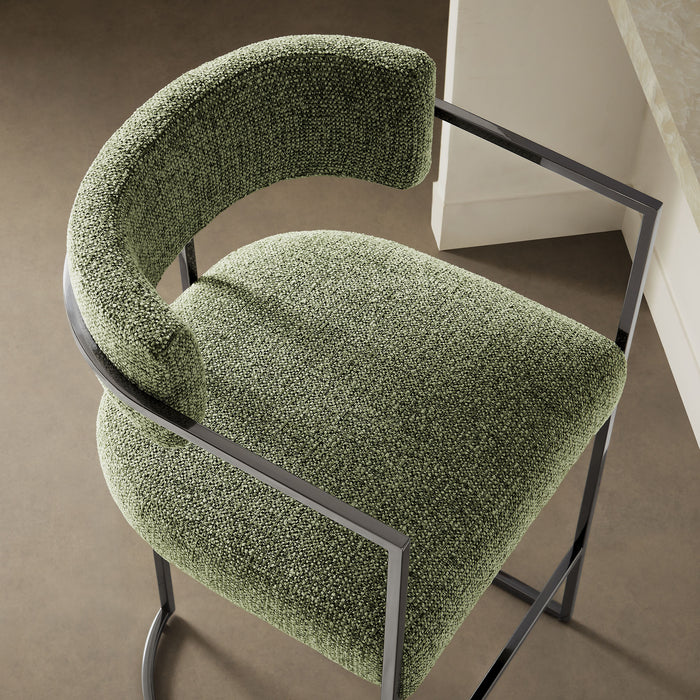 Huron Curved Back Fabric and Metal Counter Stool by Modway