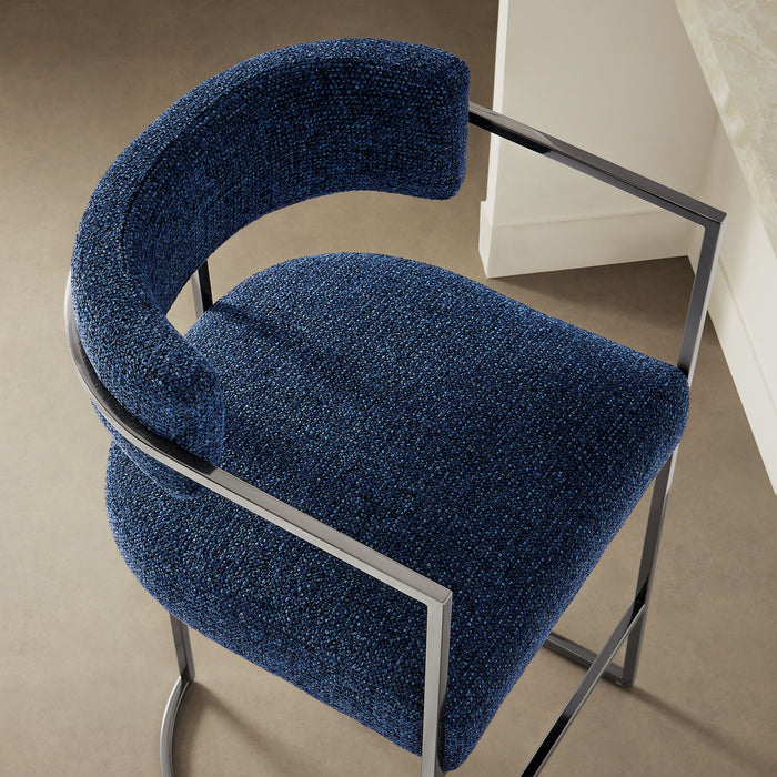 Huron Curved Back Fabric and Metal Counter Stool by Modway