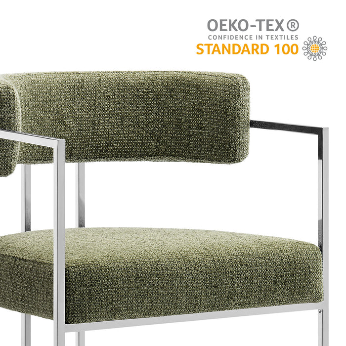 Huron Curved Back Fabric and Metal Dining Accent Chair by Modway