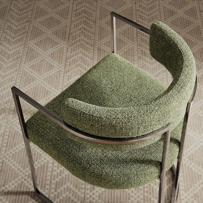 Huron Curved Back Fabric and Metal Dining Accent Chair by Modway