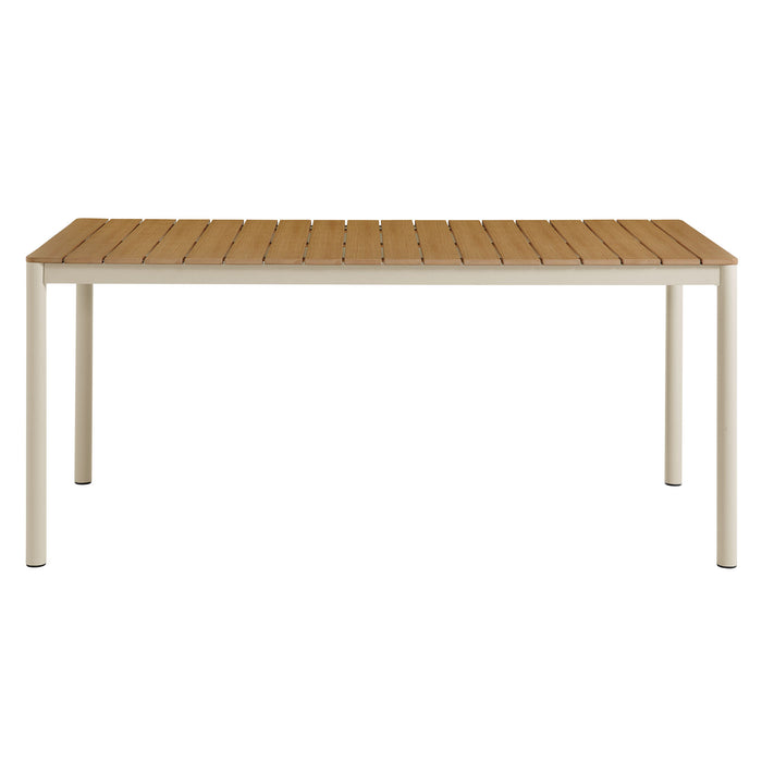 Finn 71" Outdoor Patio Aluminum Dining Table with Faux Wood Top by Modway