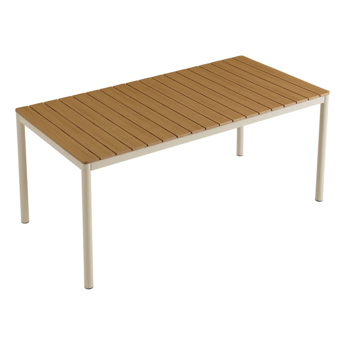 Finn 71" Outdoor Patio Aluminum Dining Table with Faux Wood Top by Modway