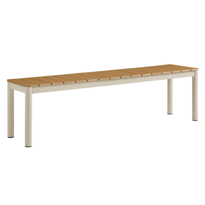 Finn Outdoor Patio Aluminum Bench with Faux Wood Top by Modway