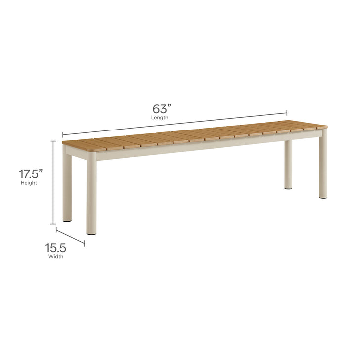 Finn Outdoor Patio Aluminum Bench with Faux Wood Top by Modway