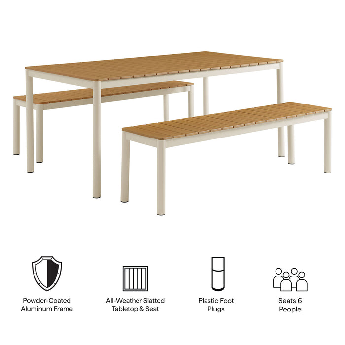 Finn Outdoor Patio Aluminum Faux Wood Dining Set with Benches by Modway