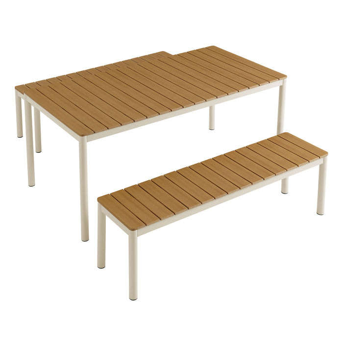 Finn Outdoor Patio Aluminum Faux Wood Dining Set with Benches by Modway