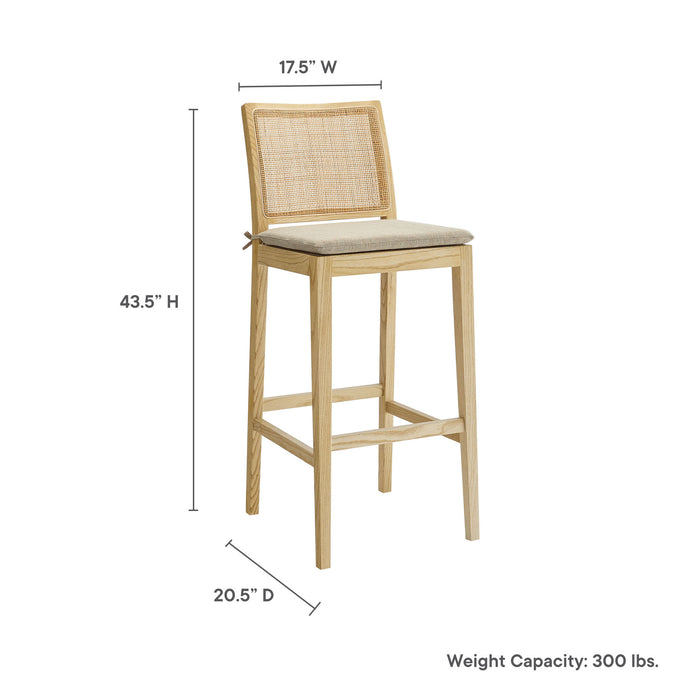 Ovard Wood and Rattan Bar Stool by Modway