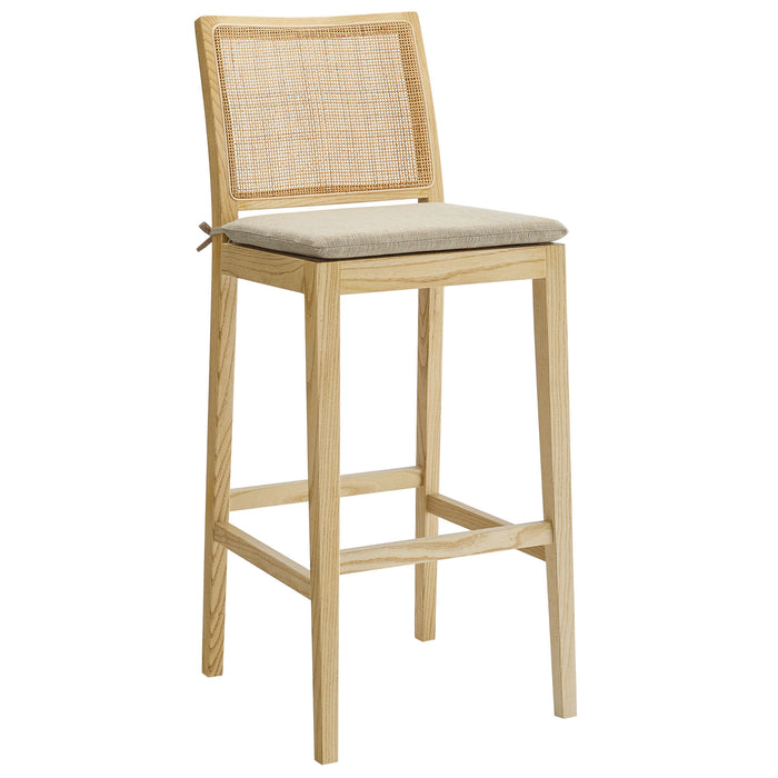 Ovard Wood and Rattan Bar Stool by Modway