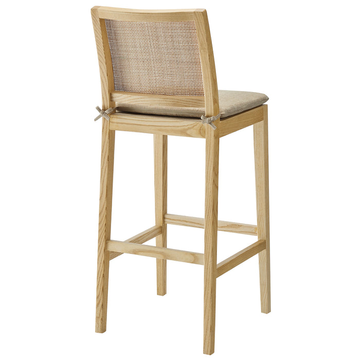 Ovard Wood and Rattan Bar Stool by Modway