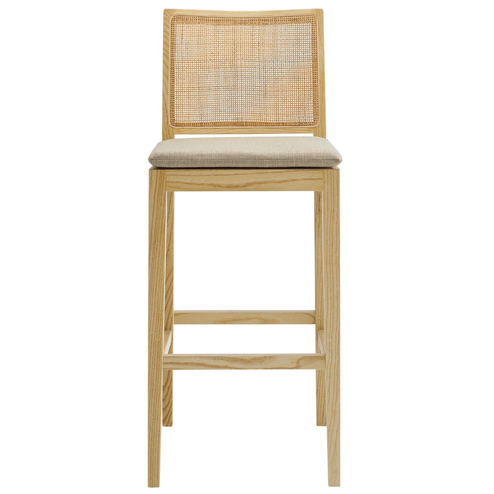 Ovard Wood and Rattan Bar Stool by Modway