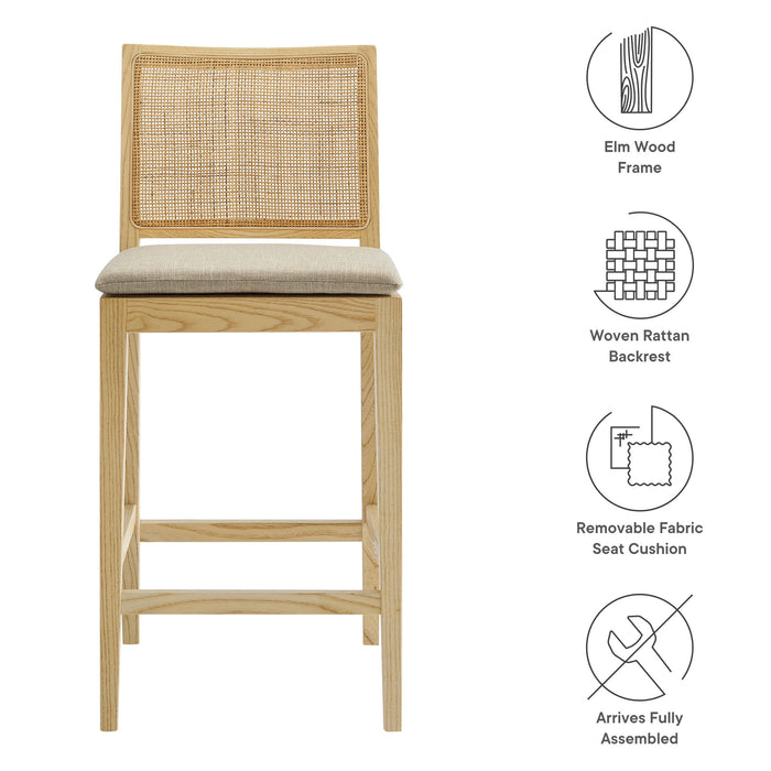 Ovard Wood and Rattan Counter Stool by Modway