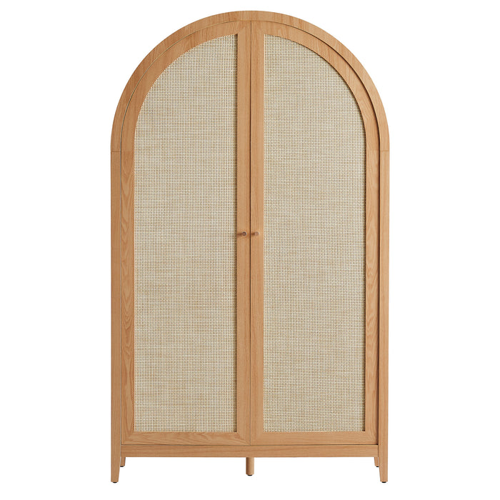 Calista 79" Tall Wide Rattan Arched Storage Cabinet by Modway