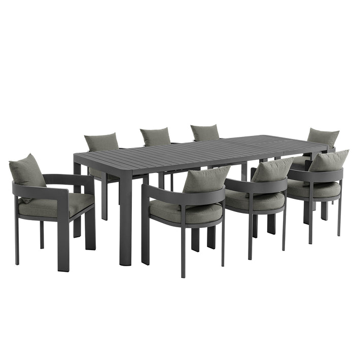 Tahoe 9-Piece Outdoor Patio Aluminum Dining Set With Extendable Table by Modway