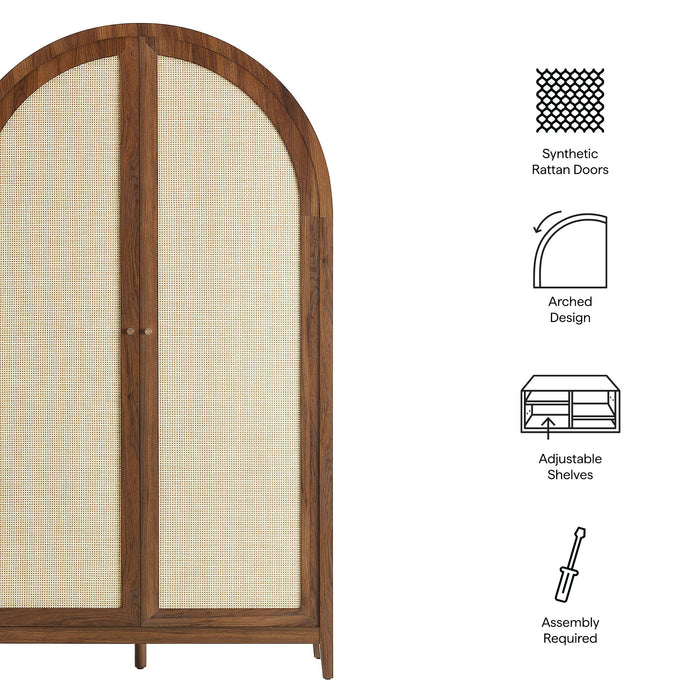 Calista 79" Tall Wide Rattan Arched Storage Cabinet by Modway