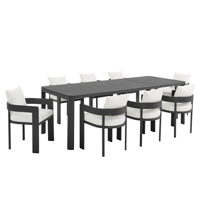 Tahoe 9-Piece Outdoor Patio Aluminum Dining Set With Extendable Table by Modway