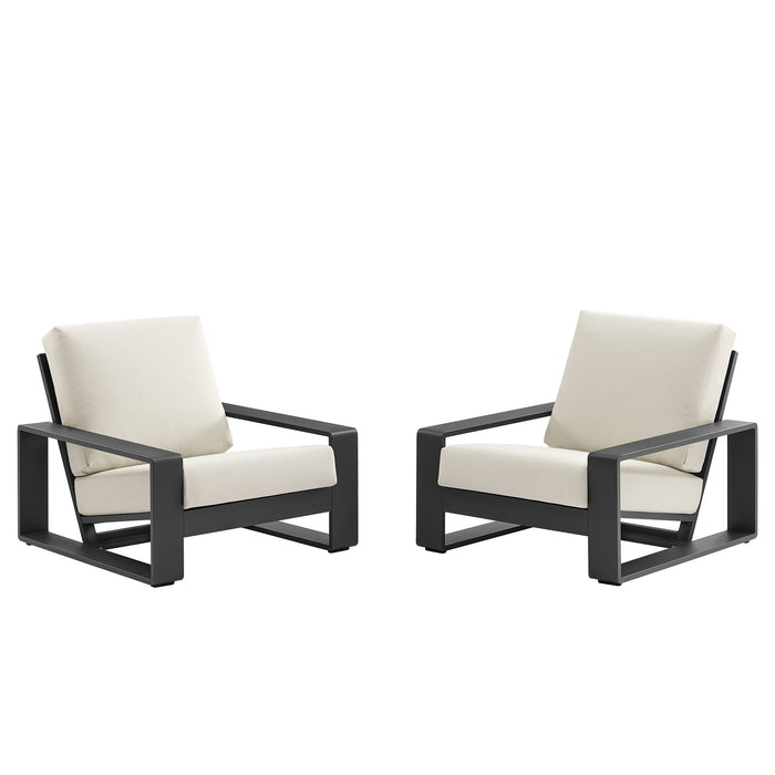 Lirienne Outdoor Patio Aluminum Faux Wood Armchairs Set of 2 by Modway